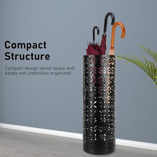 Round Umbrella Organizer Bin, Freestanding Metal Umbrella Holder Umbrella Stand Rack for Entryway, Canes Walking Sticks Holder Rain Collection for Home, Office (S 62x50cm / 24.41x19.69in)