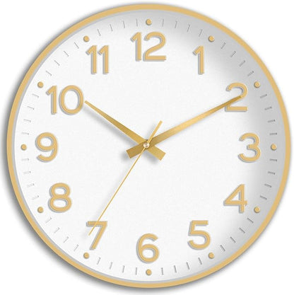 Roymnie Wall Clock 12 Inch Silent Wall Clocks Battery Operated-Modern Non Ticking Analog Clock Decorative for Kitchen Bedroom Office (White Gold)