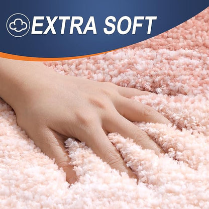 OLANLY Large Bathroom Rugs Mat 40x24, Extra Soft Absorbent Microfiber Bath Rugs, Rubber Backing, Quick Dry, Machine Washable Bath Mats for Bathroom Floor, Tub and Shower, Home Decor Accessories, Peach