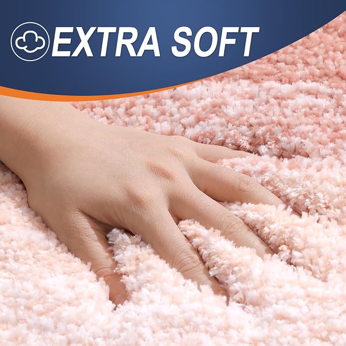 OLANLY Bathroom Runner Rugs Mat 47x17, Extra Soft Absorbent Microfiber Bath Rugs, Rubber Backing, Quick Dry, Washable Long Bath Mats for Bathroom Floor, Tub and Shower, Home Decor Accessories, Peach