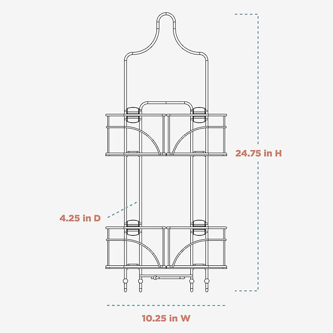 Zenna Home Shower Caddy Hanging Bathroom Organizer, Steel Shower Shelves with 4 Sliding Baskets and Built in Hooks, Accomodates Hose for Handheld Shower Head Storage System, Chrome