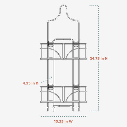 Zenna Home Shower Caddy Hanging Bathroom Organizer, Steel Shower Shelves with 4 Sliding Baskets and Built in Hooks, Accomodates Hose for Handheld Shower Head Storage System, Chrome