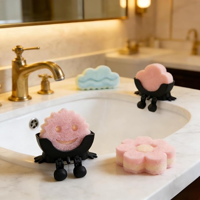 Peeing Scrub Sponge Holder with Drainage, 3D Print Cute Hanging Holder for Sponges, Brushes and Soaps, Countertop Funny Rack for Kitchen and Bathroom Sink