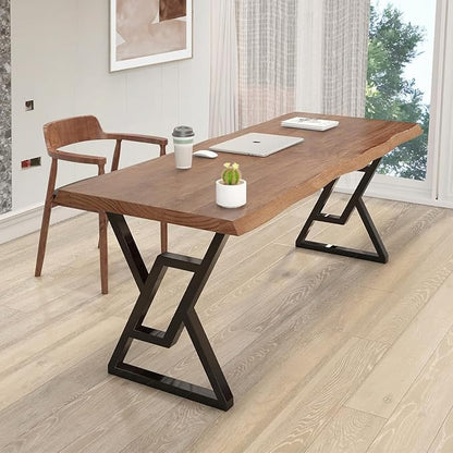 Solid Wood 55-inch Computer Desk - Large Office Desk for Home Office, Modern and Simple Design, Industrial Executive Work Table, Steady Home Office Bedroom Furniture for Study Reading Writing Dining