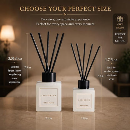 COCORRÍNA Hotel Collection Reed Diffuser Set, 3.04 fl oz Trio, Mahogany Teakwood, White Flower & White Tea, Home Fragrance for Bathroom, Bedroom, Entryway & Office