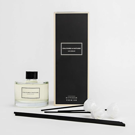 CULTURE & NATURE Reed Diffuser Set 6.7oz (200ml) Black Rose Scented Diffuser with Sticks Home Fragrance Reed Diffuser for Bathroom Shelf Decor