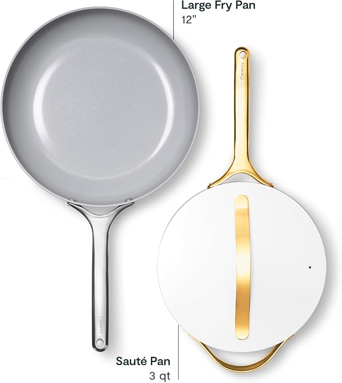 Caraway 12in Fry Pan + 10in (3qt) Saute Pan Duo White