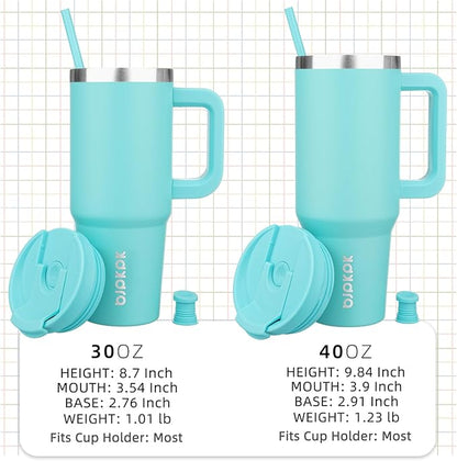 BJPKPK 30 oz Insulated Tumbler With Lid And Straw Stainless Steel Tumblers Cup With Handle For Women And Men,Turquoise