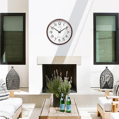 Caysie 16 Inch Sealed Large Outdoor Clock Waterproof, Silent Battery Operated Weatherproof Wall Clocks for Pool Patio Outside Home (Brown)