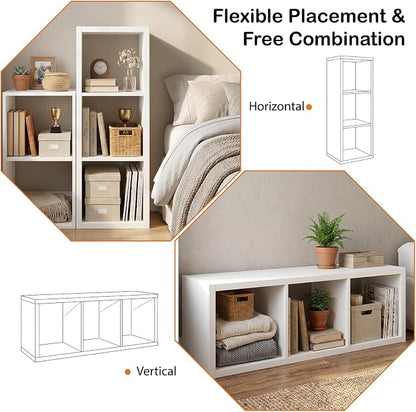 WannabeMyself【2026 Wooden Thick Frame】 3 Cube Storage Organizer with Anti-Tipping Kits, Reversible Open Back Book Shelf,Bookcase for Living Room,Bedroom,Entrance Hall,Office,11.6×36.3×13.1,White
