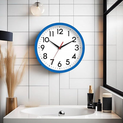 DAXSMY Wall Clock Small Analog 8 Inch Silent Non Ticking Battery Operated Modern Simple Decorative for Kitchen Office Bedroom Bathroom Living Room(Blue)