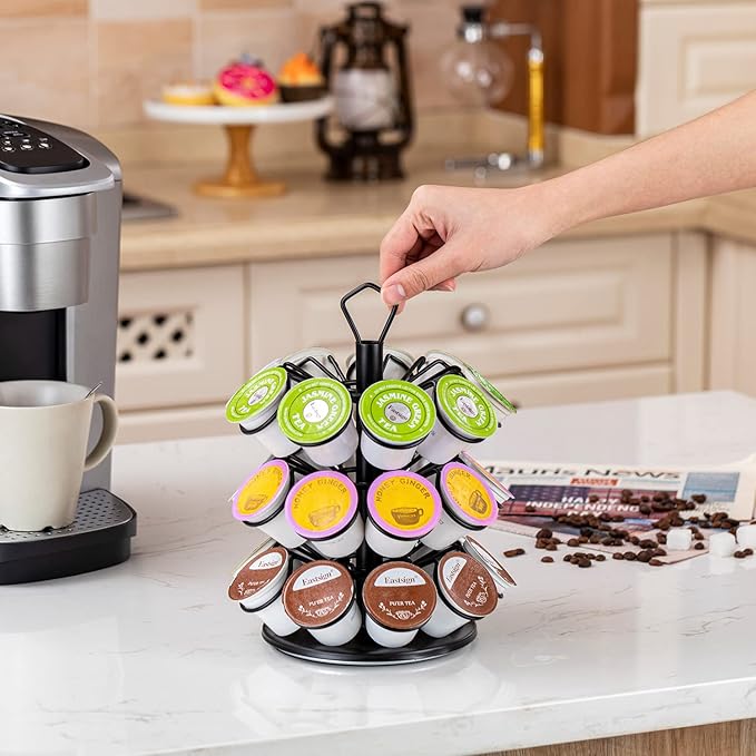 K-Cup Storage Coffee Capsules Pod Holder Carousel Capsule Display Storage for k-cup（27pods-3tiers）