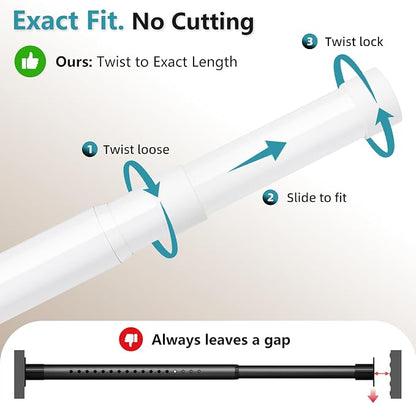 STARLATTA Heavy Duty White Closet Rod: 17-69 Inch Stepless Adjustable Clothes Hanging Bar, 1.3" Diameter Metal Wardrobe Pole with Brackets, No-Cut, for Laundry & RV