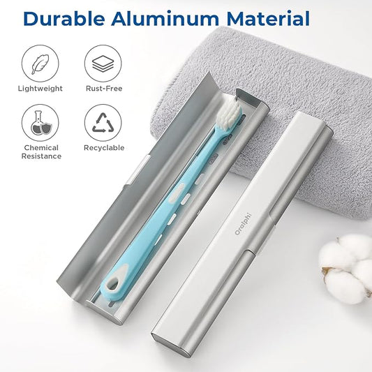 2 Pack Aluminum Toothbrush Travel Case, Portable Travel Toothbrush Holder, Durable Manual Toothbrush Box Container for Traveling, Bathroom, Camping, Business Trip