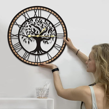 GEXHSRGD Wall Clocks for Living Room Decor - Tree of Life Big Wall Clock, Quiet and No Ticking Suitable for Wall Decor, Living Room Decoration, Kitchen Decoration (16 in)