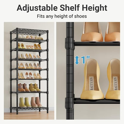 VIPEK S1 Shoe Rack, 8-Tier Metal Durable Shoe Organizer, Heavy Duty Large Capacity Up to 24 Pairs, Adjustable & Detachable Shoe Shelves for Entryway/Bedroom/Closet, Holds Up to 544 lbs, Black