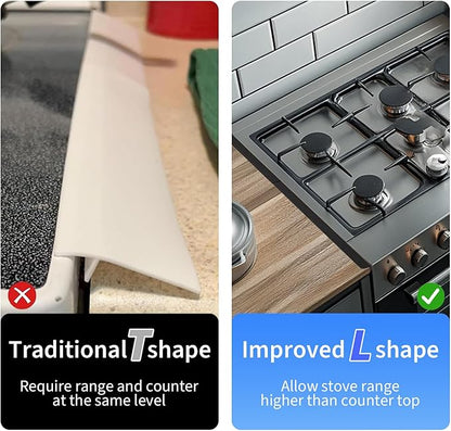 Stainless Steel Stove Gap Cover (2 Pack, Black), Stove Gap Filler for Kitchen, Range Trim Kit, Heat Resistant with Easy Clean, Adjustable Length 13.8” to 27.5”