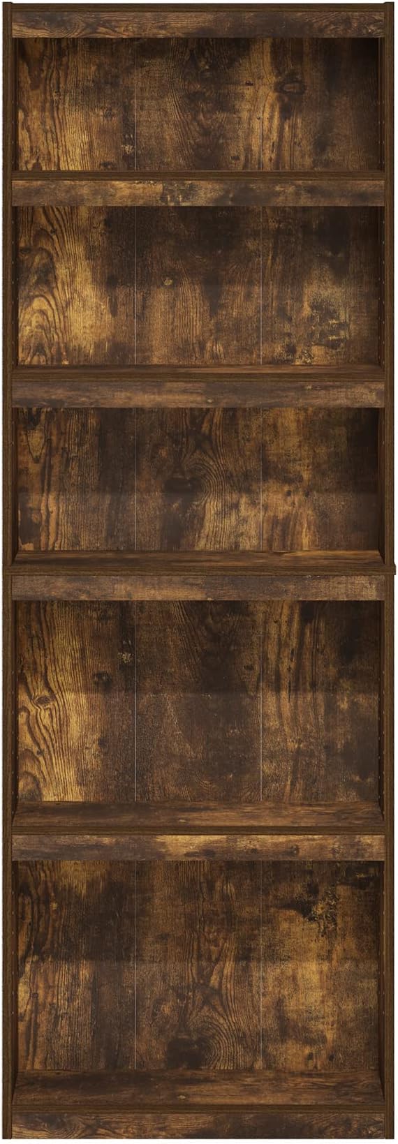 Furinno JAYA Book Shelf, 5-Tier Bookshelf, Enhanced Home Bookcase with Adjustable shelf, 9.5" x 24.5" x 71.1", for Organization and Storage, for Living Room, Bedroom, Home Office, Amber Pine