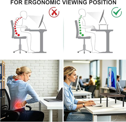 WALI Plastic Computer Monitor Stand for Desk, Adjustable Laptop Riser, Desk Monitor Stand Underneath Storage for Office, Home, School Supplies (PTT001-C), 1 Pack, Brown