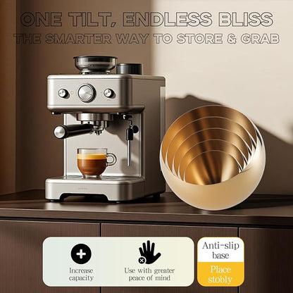 Large Capacity Coffee Pod Holder – Stainless Steel Pod Organizer and Holder | Stylish Coffee Bar Accessories & Countertop Storage (Gold, 5 Pack)