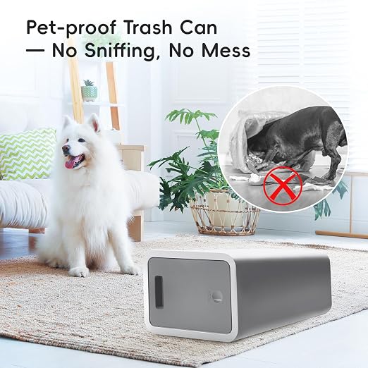 Lysam Small Trash Can, 3 Pack 4 Gallons Bathroom Garbage Can with Lid Press-Top, Small Waste Basket with Trash Bags, Slim Plastic Garbage Bin for Dorm, Office, Bedroom, Kitchen, Living Room (Grey)