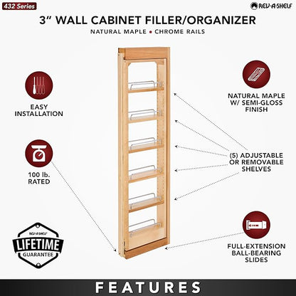 REV-A-Shelf Wood Wall Filler Pullout for 42" H New Kitchen Applications