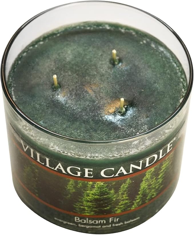 Village Candle Balsam Fir 17 oz Glass Bowl Scented Candle, Medium,Green