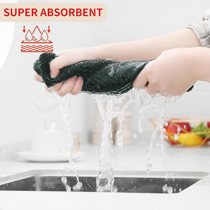 Homaxy 100% Cotton Waffle Weave Kitchen Dish Cloths, Ultra Soft Absorbent Quick Drying Dish Towels, 12 x 12 Inches, 18-Pack, Blackish Green
