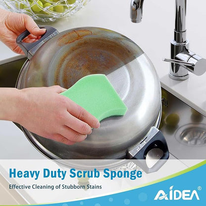 AIDEA Sponges Kitchen, 24Pack Heavy Duty Dish Sponge, Cleaning Dish Scrubber Sponge for Home and Kitchen, Stink-Free Cleaning Supplies for Pots, Pans
