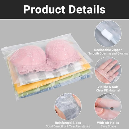 Clear Swimsuit Bags, Plastic Bags for Clothes, Bikini, Swimwear, Bathing Suit Storage, T Shirt Packaging, 12x8 inch, Pack of 50, 3 Mil with Vent Holes