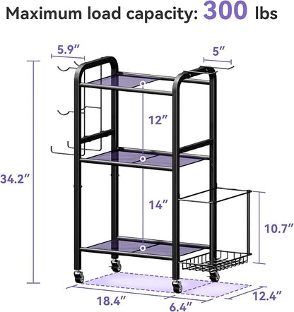 3-Tier Heavy-Duty Home Gym Storage Rack with Hooks and Smooth Wheels for Workout Gear