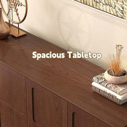 ARTPOWER Sideboard Buffet Cabinet with Storage, 58'' Mid-Century Modern Storage Cabinet with 4 Doors and Adjustable Shelves, Accent Style Sideboard for Entryway, Dining Room, Living Room, Brown