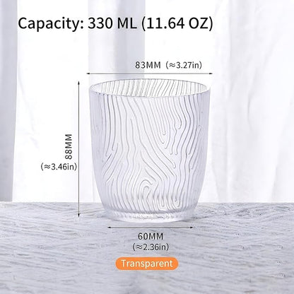 4 PCS Clear Acrylic Drinking Cups Reusable, Plastic Drinking Glasses, Acrylic Glasses Drinkware Stackable, Unbreakable Water Tumblers, Premium Textured, BPA Free, Dishwasher Safe, 330 ml/11.2 oz