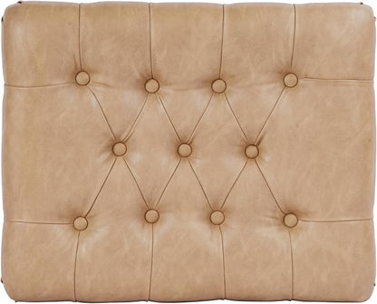 Spatial Order Home Decor | Upholstered Button Tufted Storage Ottoman | Hinged Lid Ottoman with Storage for Living Room & Bedroom | Decorative Home Furniture (Sand Faux Leather)