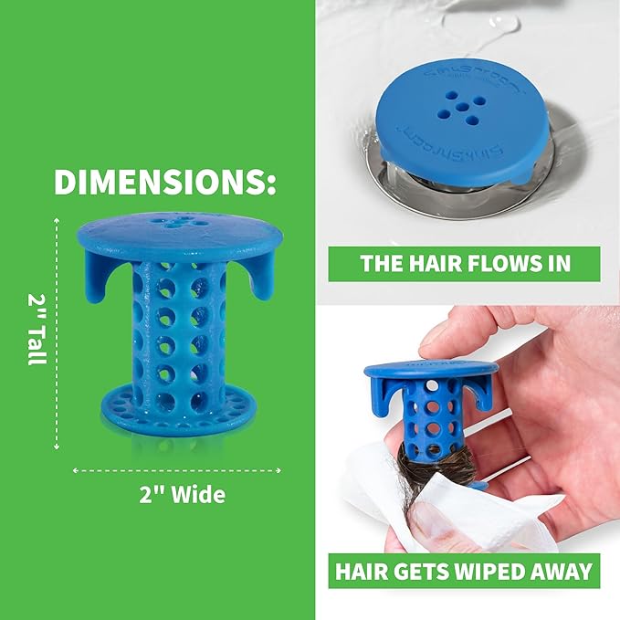 SinkShroom The Revolutionary Sink Drain Protector Hair Catcher/Strainer/Snare, Blue