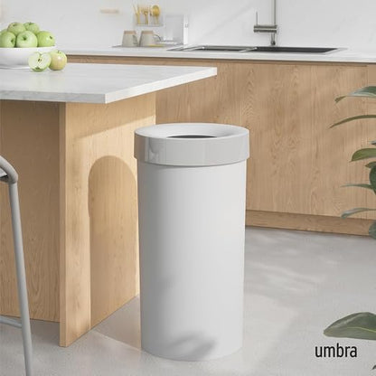 Umbra Vento Kitchen Trash Can – Large 16 Gal (62 L) Open Top Garbage Can for Home & Office – Modern Clean Design, Grey