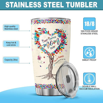 Mom Gifts, Tumblers Mothers Mother Women Coffee Ever Handle Mama Day Cups Insulated Funny For, Tumbler 20 Oz With Lid And Straw, Best Bonus Mom