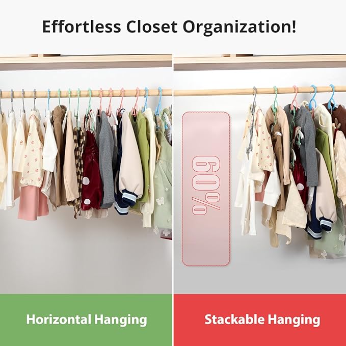 Baby Hangers for Closet Adjustable, Extendable & Stackable Kids Hangers, 11~14inch Non-Slip Plastic Kid Hangeres, Toddler Hangeres for Infant Baby Toddler Children Nursery Teen, Mix Colors, 20PACK