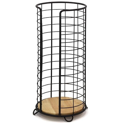 BROOKSTONE, Stylish Toilet Paper Holder with Bamboo Base, Freestanding Bathroom Tissue Organizer, Minimalistic Storage Solution, Modern Trending Design [Holds Large Rolls], Black…