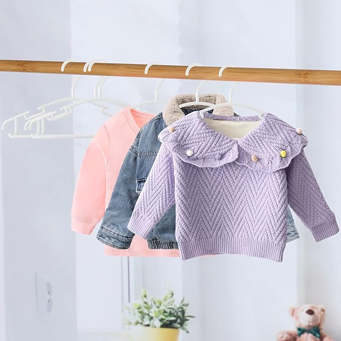 GoodtoU Kids Hangers 100 Pack Baby Hangers for Closet Toddler Hangers Plastic White Childrens Hangers Small Hangers 10.24inch (0-24 Months)