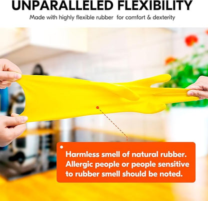 Vgo... 1-Pair Reusable Household Gloves, Rubber Dishwashing gloves, Extra Thickness, Long Sleeves, Kitchen Cleaning, Working, Painting, Gardening, Pet Care (Size S, Yellow, HH4601)