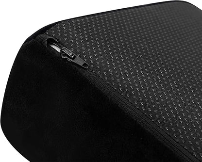 Amazon Basics Foam Foot Rest for Under Desk, Supportive Stool for Home and Office with Washable Cover, 5.1 x 10.2 x 17.3 in, Black