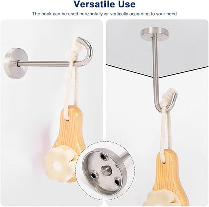 NearMoon Coat Hooks, Wall Mount Hooks for Hanging Hat Hurse Robe, 304 Stainless Steel Heavy Duty Towel Hangers for Bathroom Livingroom Kitchen-Ceiling Hook, 6 Pack (4 Inch, Brushed Nickel)