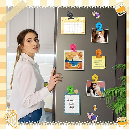 Grtard 24pack Magnetic Clips, Cute Magnet Clips for Fridge, Colorful Magnetic Clips Heavy Duty, Strong Magnetic Clip Magnets, No-Scratch Magnetic Clips for Refrigerator, Whiteboard, Locker, Classroom