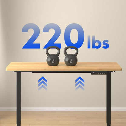 FLEXISPOT E3 Dual Motor 60 x 24 Electric Standing Desk Sit Stand Up Desk, Holds 220 lbs, Adjustable Height w/Memory Presets, One-Piece Maple Desktop & Black Frame, Ships in 2 Boxes