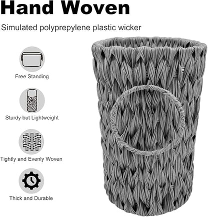 Toilet Paper Storage,Narrow Toilet Paper Basket for Bathroom,Large Toilet Paper Organizer for 6 Mega Rolls,Waterproof Wicker Bathroom Storage Basket,Free Standing,Grey