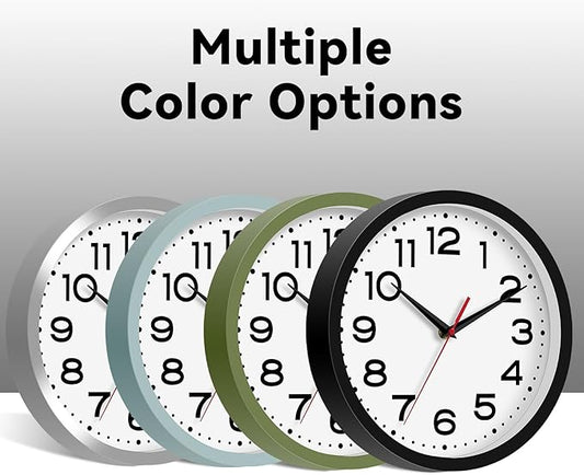 Roymnie Wall Clock Silent Non-Ticking Modern Clock Battery Operated 8 Inch Small Classic Analog Decorative for Kitchen, Bathroom, Office, Bedroom, Home(Green)
