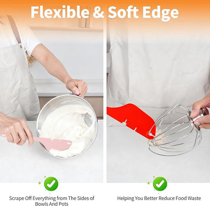 Silicone Spatula for Mixer Beater Scraper, Non-Stick Spatula for Baking, Scraping, Mixing, Cooking, Heat-Resistant Spatulas for Kitchen Aid Mixer Accessories, Multipurpose Kitchen Tools, Red