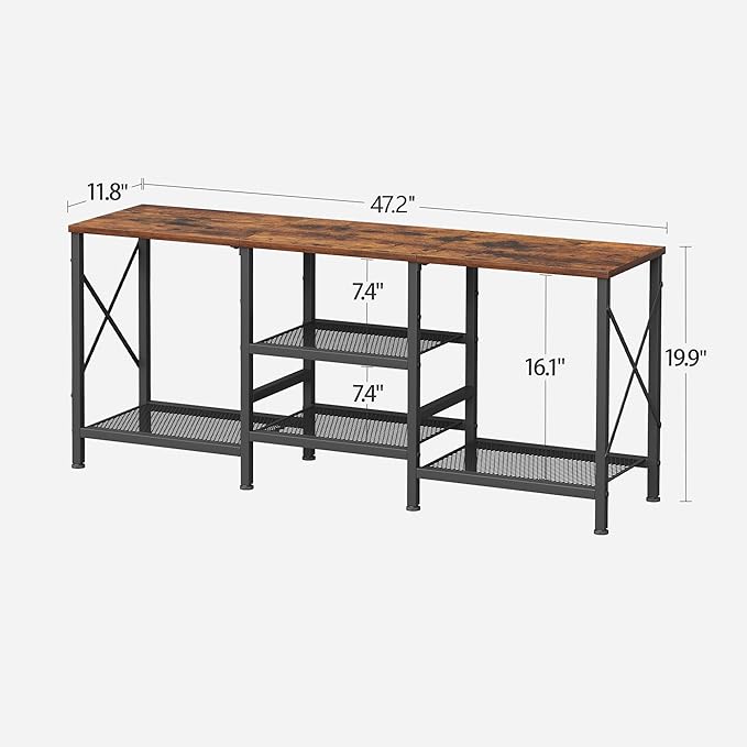 JARHETUN TV Stand for 55 Inch TV, Entertainment Center with 3-Tier Open Shelves, TV Console Table for Living Room, Bedroom, Rustic Brown