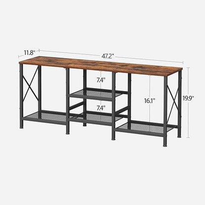 JARHETUN TV Stand for 55 Inch TV, Entertainment Center with 3-Tier Open Shelves, TV Console Table for Living Room, Bedroom, Rustic Brown
